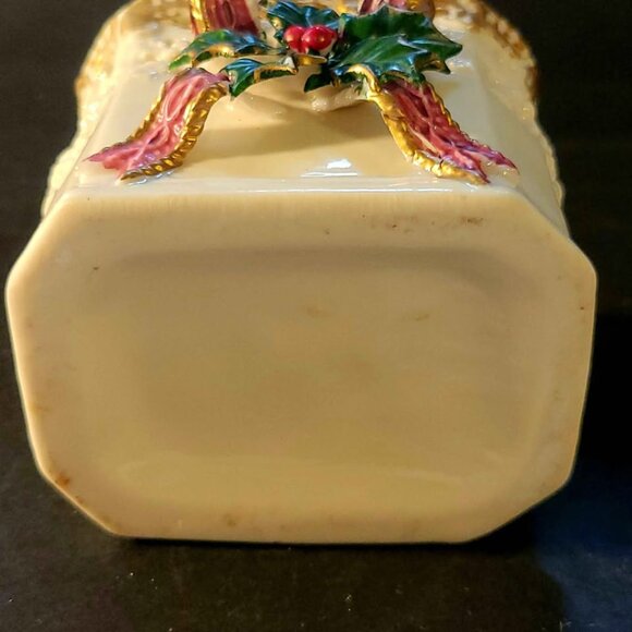 Vintage Ceramic Christmas Trinket Box, Planter, Candy Dish, Votive Candle Holder - Picture 5 of 9